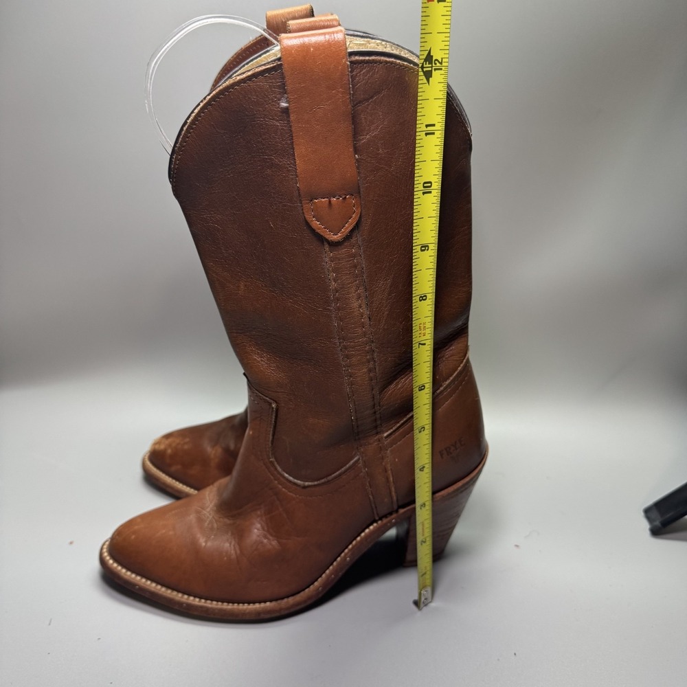 Vintage Frye 7895 Women's 7 B  Brown Cognac  Leather Western Cowgirl‎ Heel Boots - Picture 6 of 8